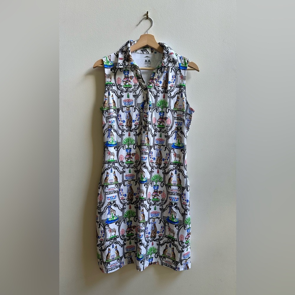 Kenny Dana Palm Beach Shift Dress Palm Royal Court White Size Small